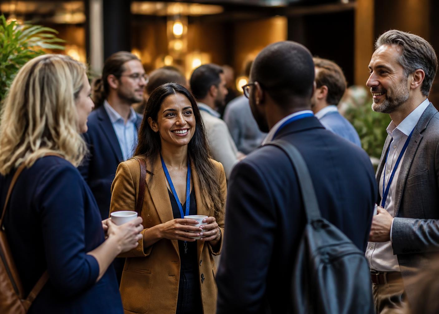 Profissionais conversando durante momento de networking